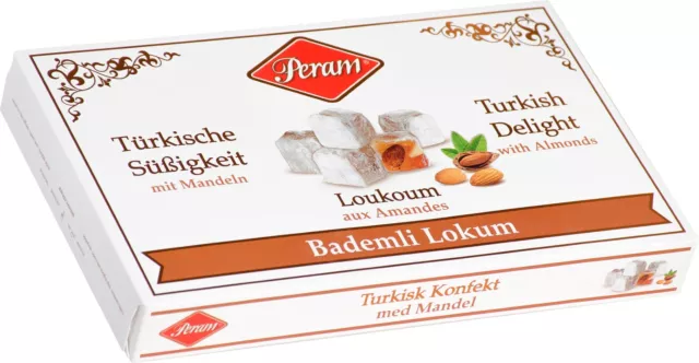 (13,73 EUR/kg) Lokum mit Mandeln Turkish Delight 400 g Peram, Süßigkeit