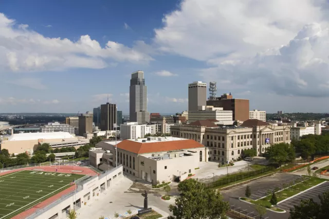 Omaha Skyline Central High Seemann Stadium Photo Art Print Poster 18x12