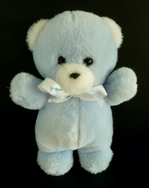 O9. DOUDOU PELUCHE OURS BLEU BLANC NOUNOURS  BILLE GRELOT 27cm - QUASI NEUF