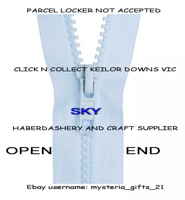 Open End Plastic Jacket Zipper/Zip Size*35Cm-66Cm Sky 177