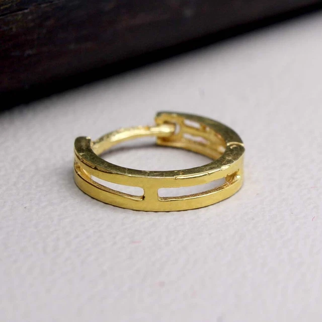 Tradizionalmente 14K Vero Oro Indiano Cerchio Naso Anello a Scatto Chiusura