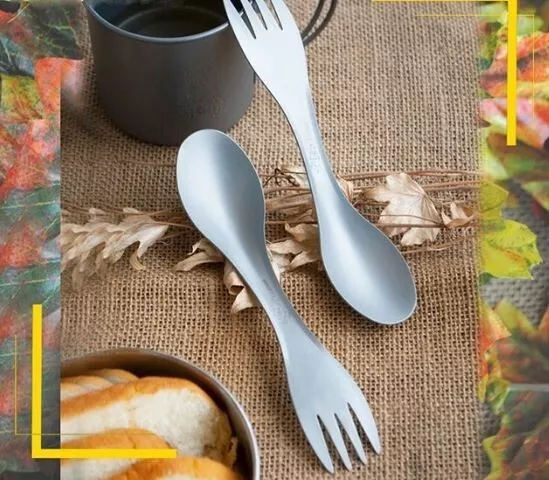 Titanium spork, lightweight strong, Portable, hiking, camping