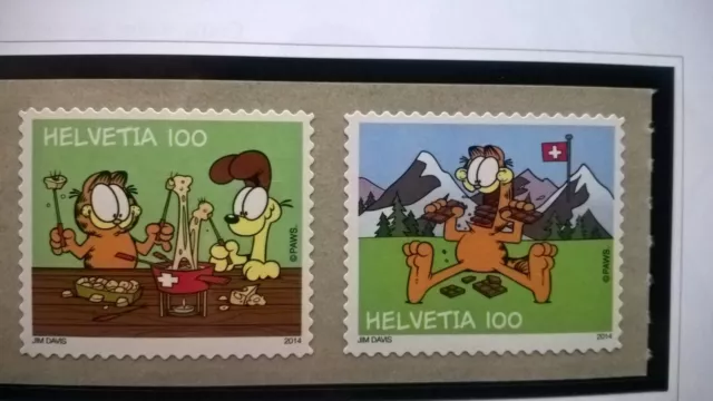 Schweiz 2014 Satz Garfield postfrisch selbstklebend auf Trägerfolie