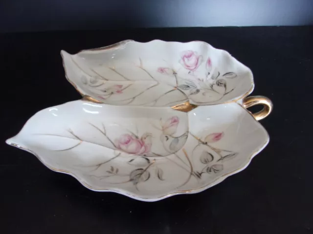 UCAGCO China of Japan Hand Painted porcelain leaf shaped trinket dish