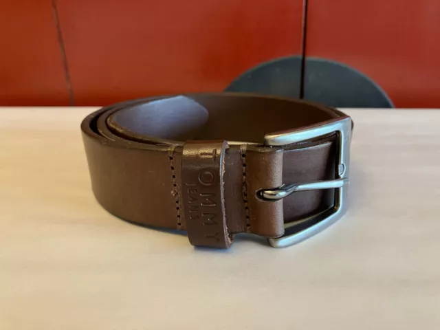 Tommy Hilfiger Tommy Jeans Brown Leather Belt Made in Argentina Size 34