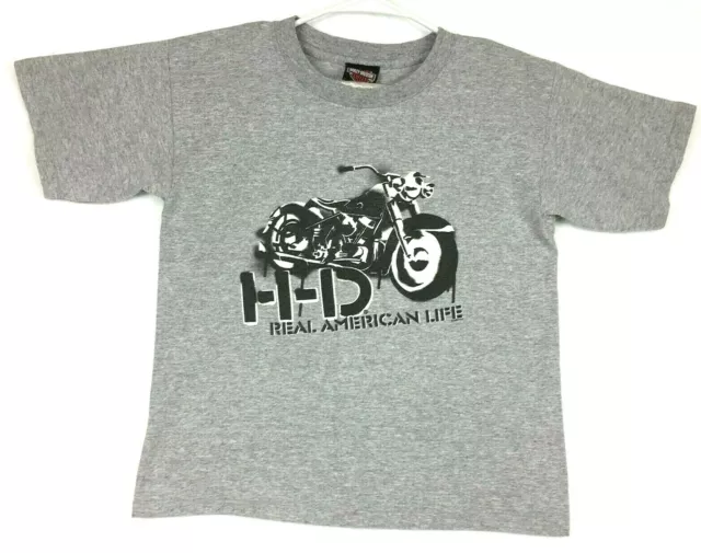 Harley Davidson T-Shirt Boys Size Large Short Sleeve Gray Real American Life L