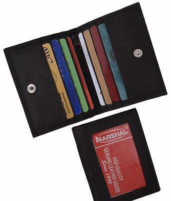 Mens Bifold Leather ID Mini Wallet Black Classic Style Credit Card Slim Thin New