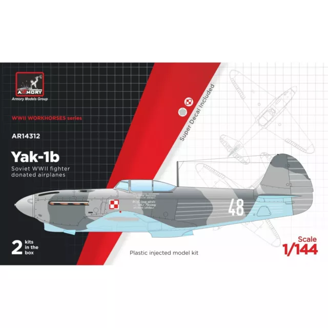 Armory Models AR14312 Scale 1/144 Yakovlev Yak-1b Donated Airplanes, Soviet WWII