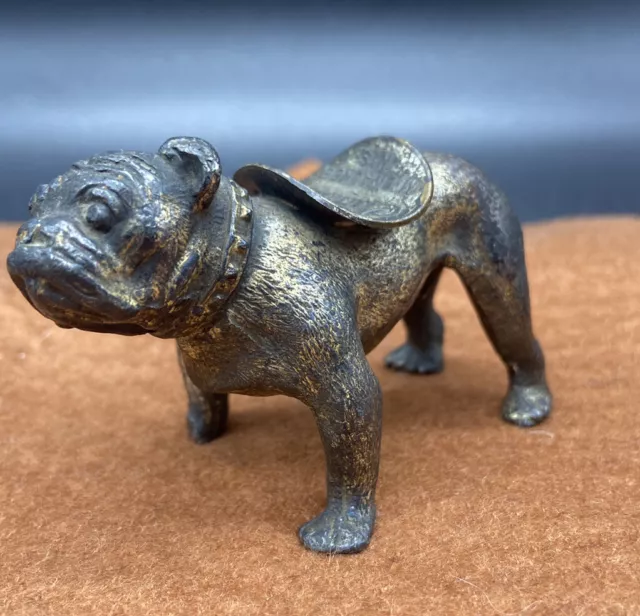 ANTIQUE STOUT CRATE CO. BRONZE BULLDOG PAPER WEIGHT MILWAUKEE, WISCONSIN 1920s