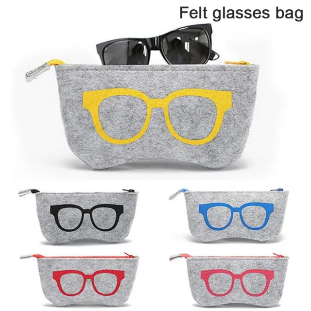Felt Glasses Case Bag Sunglasses Case Box Portable Soft Zipper Glasses Protec' u