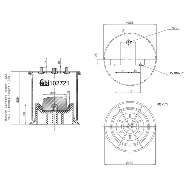 Federbalg, Luftfederung FEBI BILSTEIN 102721 für IVECO, Hinterachse links