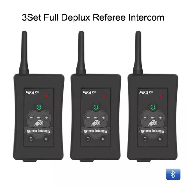 3pcs Full Duplex Bluetooth Football Soccer Referee Intercom Interphone Headset