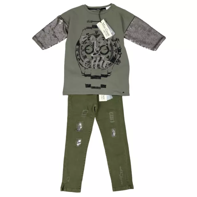 Pantaloni jeans top Miss Grant set 2 pezzi prezzo speciale £169 età 11 ragazze bambino designer D103