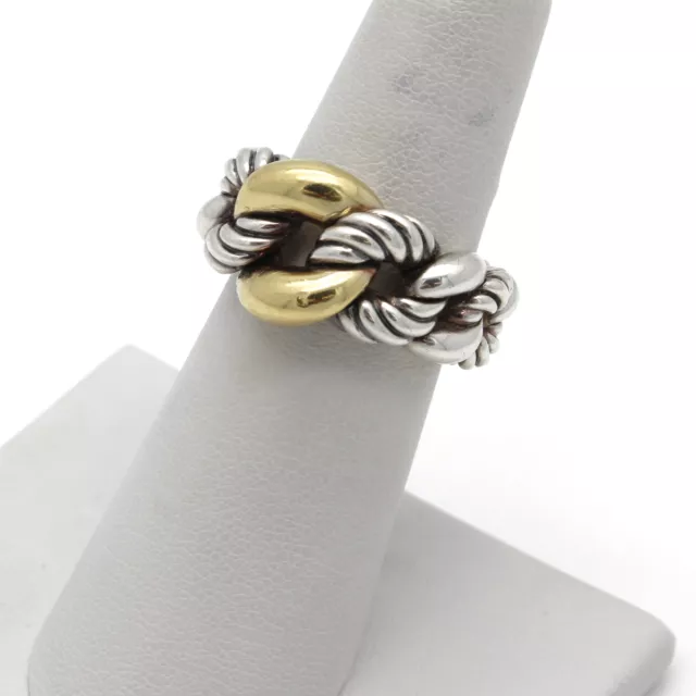 David Yurman Sterling Silver 18k gold Belmont Curb Link Ring #S976-9