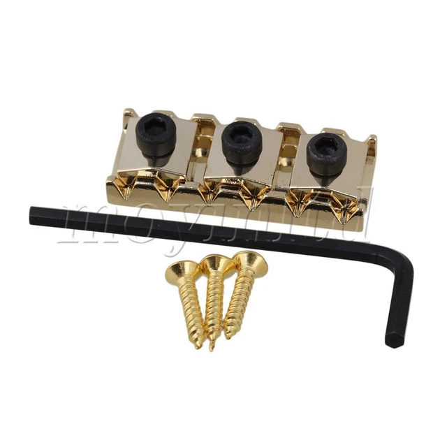 Electric Guitar String Locking Nut with Mounting Screws and Wrench Gold