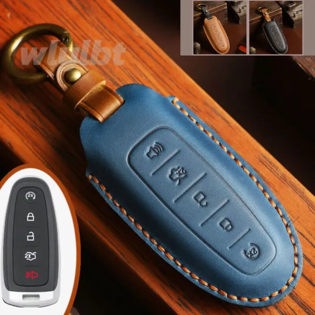 For Ford Explorer Edge 5 Button Leather Remote Smart Key Fob Case Cover Skin Bag