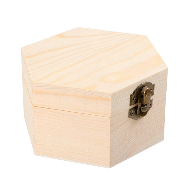 2 pz scatola di stoccaggio esagonale in legno scatola di legno incompiuta esagonale non dichiarata