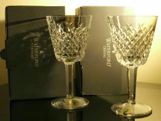 Waterford Crystal Alana Claret Wine Glasses Set of 2 New Signed