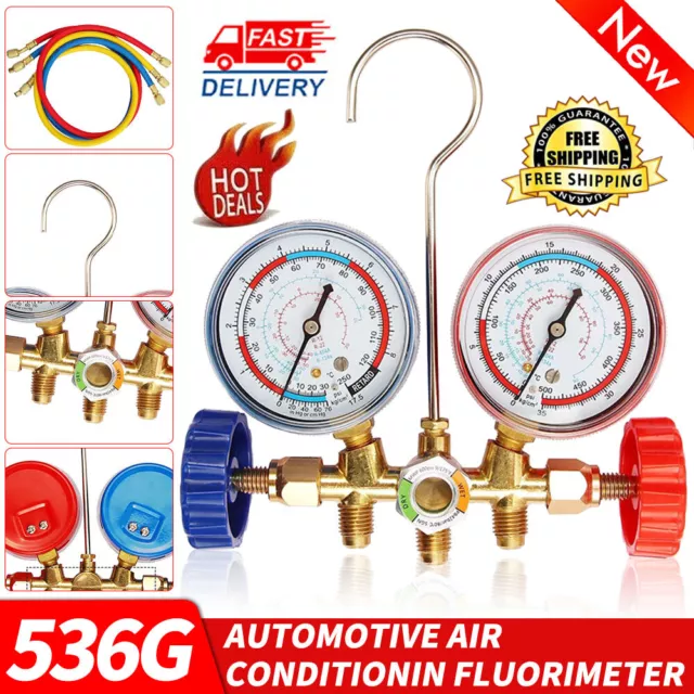 R134A R12 R22 R502 A/C Manifold Gauge Set HVAC Refrigeration Charging Service US