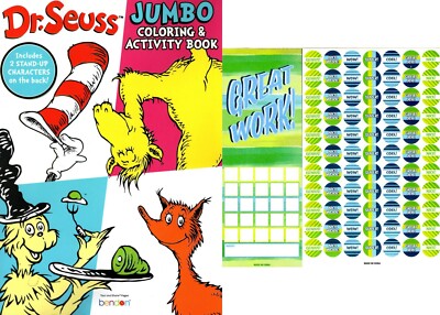 DR.SEUSS - JUMBO Coloring and Activity Book 80 Pages + Award Stickers
