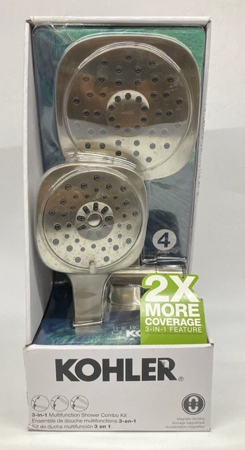 Kohler 3 in 1 Multifunction Shower Head Combo Kit Magnetic Docking 4 Sprays