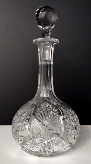 Fine Antique Abp American Brilliant Period Cut Glass Decanter Bar Bottle