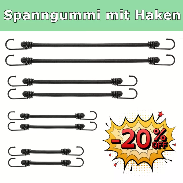 Spanngummi Set 100/80/60/40cm mit Haken Spannseil Gepäckgummi Expander Fahrrad