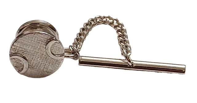 Vintage Classic Style Hickok Silver Tone Tie Chain Pin