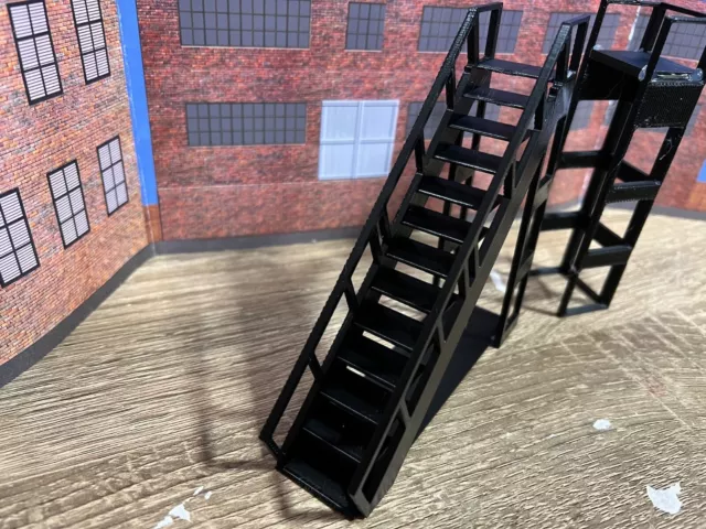 O Scale Stairs and Landing with Railings - Twelve steps over four inches tall 3