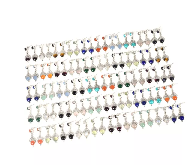 Wholesale 925 50PR Solid Sterling Silver Turquoise Mixstone Stud Earring Lot B