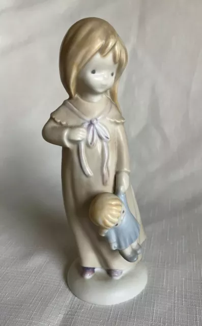 Vintage Kinka by Enesco “March” Figurine Girl w/Baby Doll (1989)