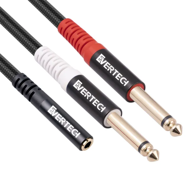 3.5mm AUX TRS Stereo Female to Dual 1/4 Inch 6.35mm Mono (ES23) TS Male Splitter