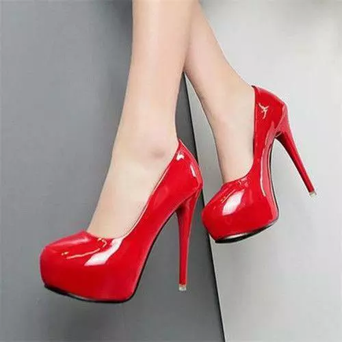 Sexy Womens Patent Leather Stiletto Pumps Round Toe Platform Slip On Party Shoes