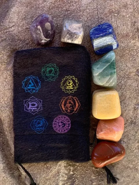 Chakra Healing Bag Set- 7 Chakra , Reiki Chakra Stones, Tumbled Chakra Set,