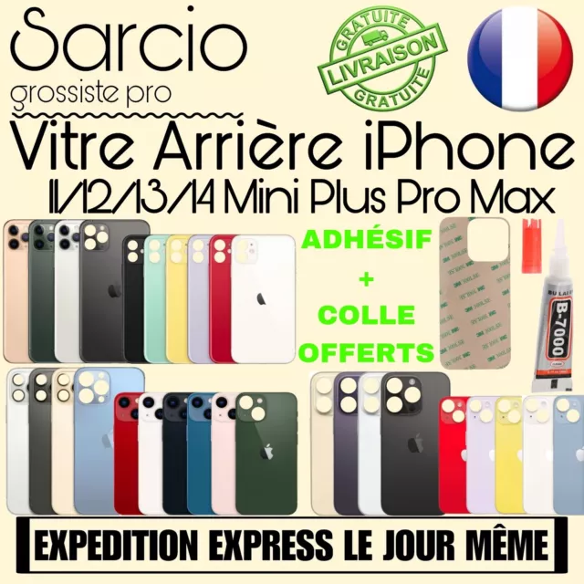 Vitre Arrière iPhone 11 12 13 14 Pro Max Plus Mini Premium + Colle B7000 Offerte