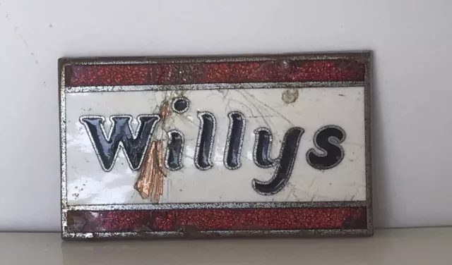 Willys Automobile Vintage Emblem Badge Name Enameled Metal Original USA Made