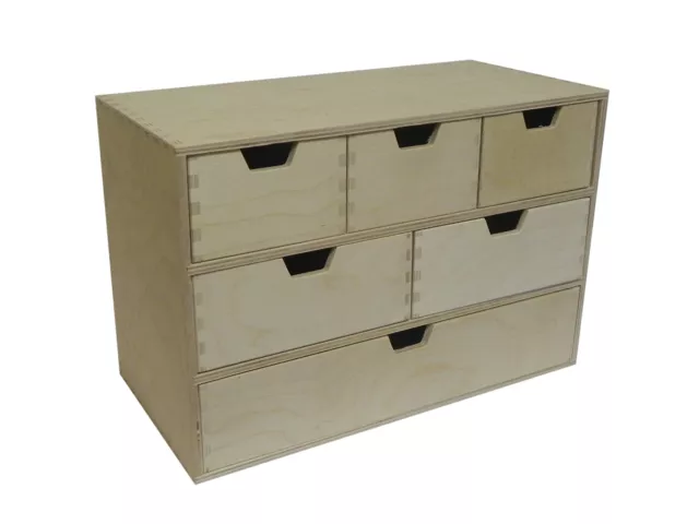 Wooden Chest with 6 drawers - Storage Cupboard Unpainted Decoupage Solid Drawer