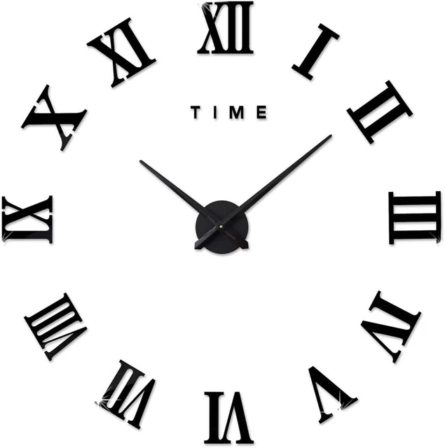 Orologio Da Parete Fai Da Te Adesivo 3D In Acrilico Specchiato - Grande Decorazione Moderna (90-100 Cm)