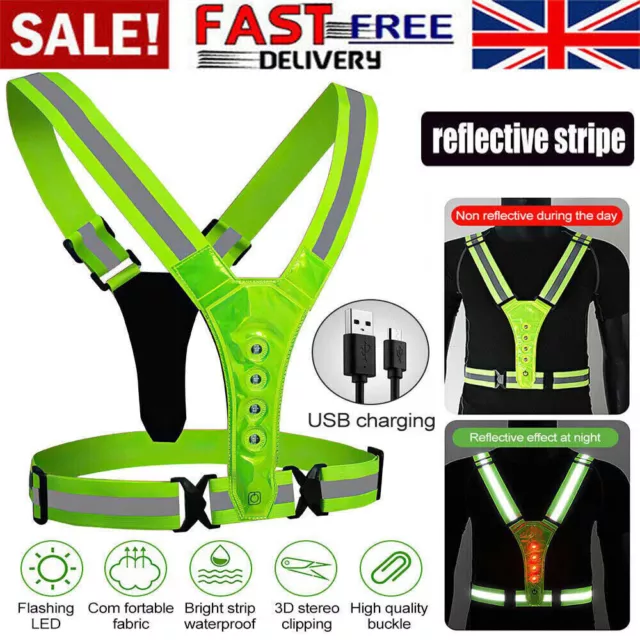 High Visibility Hi Vis Running Vest LED Reflective Cycling Safety Top Walking UK 3