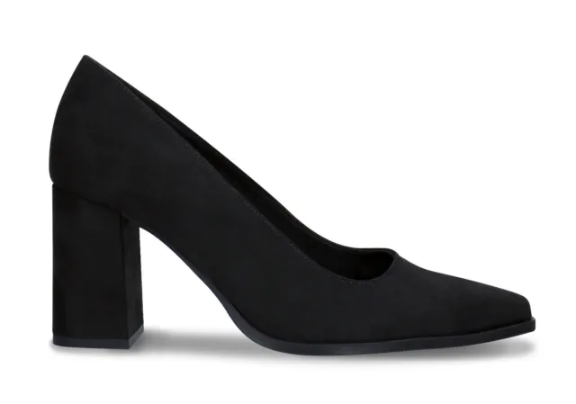 Chaussures à talons véganes pour femme noires avec bout pointu effet daim doublé