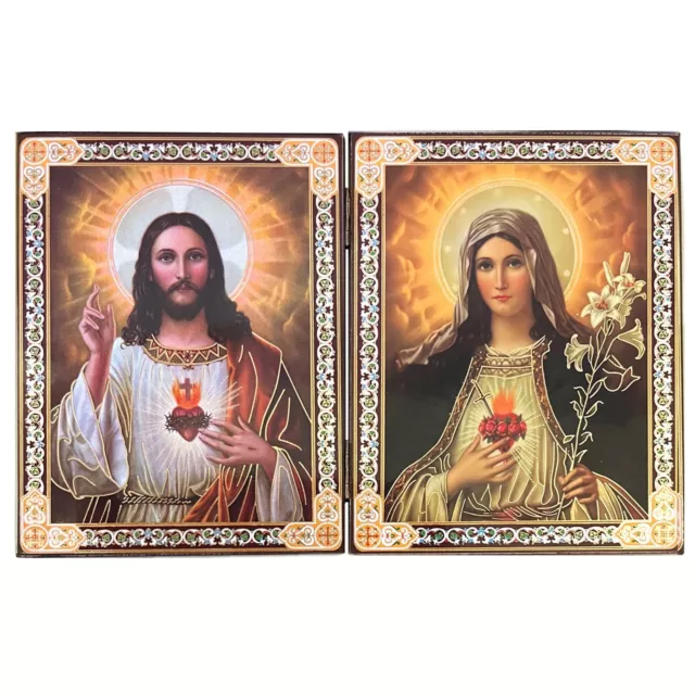 Sacred Heart of Jesus and Mary Catholic Icon Diptych Catholic Icons Religious Gi