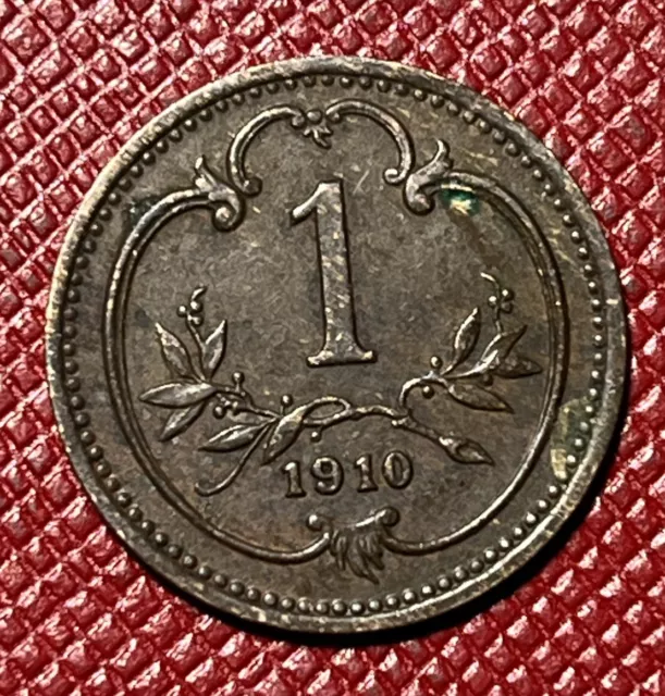 Austria Empire 1910 1 Bronze Heller. Franz Joseph I.. KM# 2800