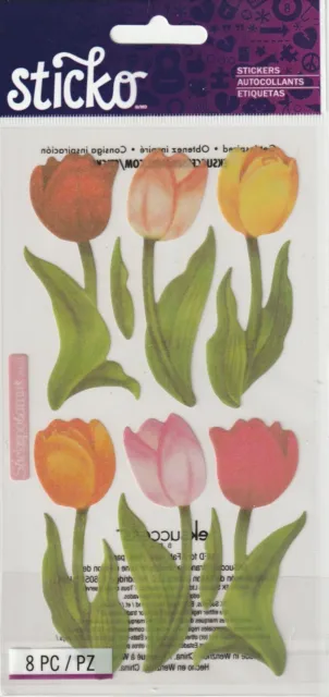 NEW! Sticko Classic stickers VELLUM TULIPS Spring theme 55566 FAST FREE ship!