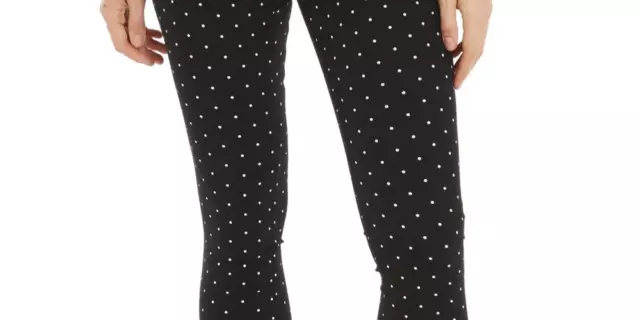 Maison Jules Women's Polka Dot Stretch Skinny Pants Black Size Large 3