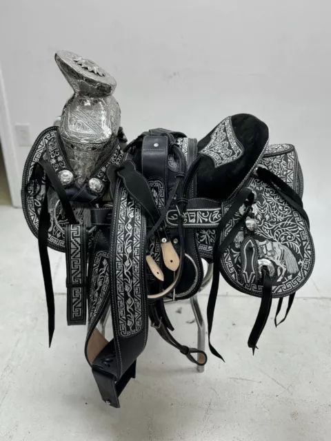 KingSaddle Mexican Leather Horse Saddle/ Silla De Montar Estilo Charro