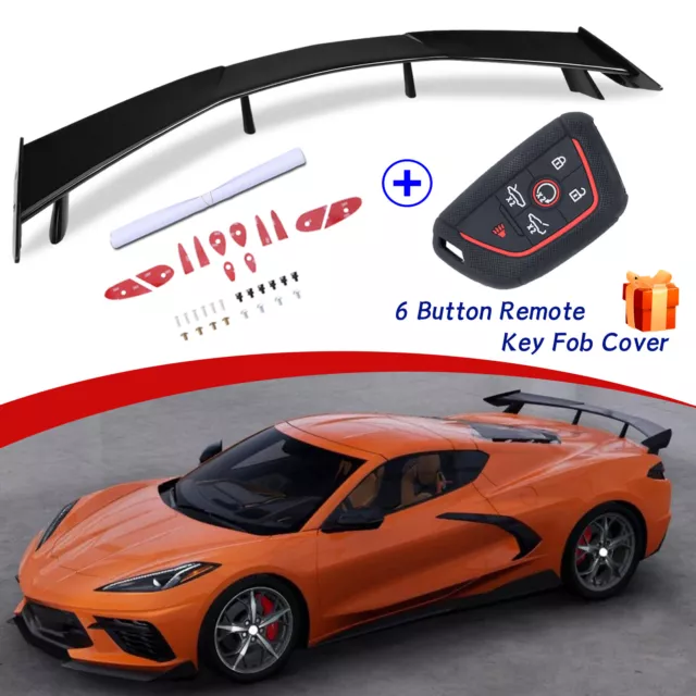 Rear High Wing Spoiler for 2020-2024 Corvette C8 Models Carbon Flash Painted ABS