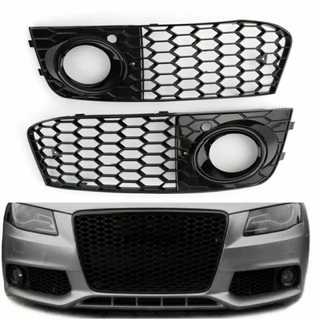 Pair Honeycomb Mesh Fog Light Grille de calandre Pour Audi A4 B8 2009-2012 New