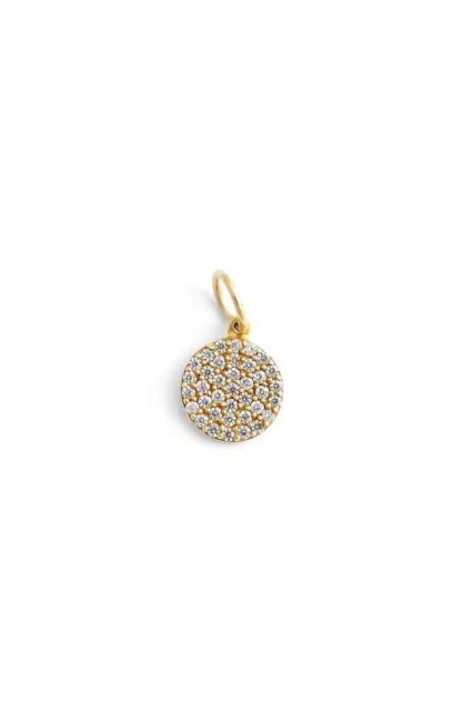 ARGENTO VIVO Womens Gold Pavé Disc Crystal Charm 135527