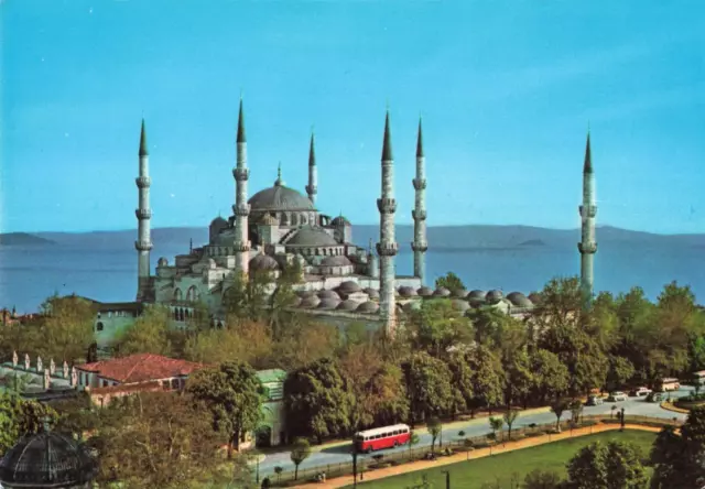 Istanbul Turkey, The Blue Mosque Birds Eye View, Vintage Postcard