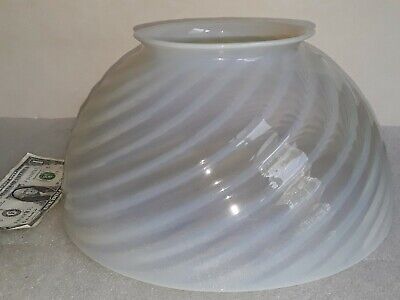 vintage 12" Art Glass LAMP SHADE Opalescent swirl Hanging Parlor Lamp antique